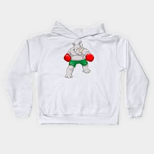 Rhino at Boxing with Boxing gloves Kids Hoodie